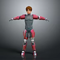 Red And Gray Armored Game Movie Character With Outstretched Arms