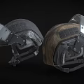 Tactical Protective Helmet With Transparent Visor Dual Color Mesh Panel And Straps