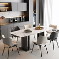 Modern Dining Table and Chair Combination Rectangular Dining Table and Chair Marble Dining Table Leather Dining Chair Sideboard 3d model