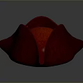 Red Velvet Tricorn Hat With Textured Surface Stylish Wearable Accessory