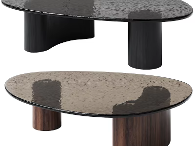 Contemporary Sofa and Coffee Table Set Featuring Glass Top and Wooden Base for Living Room 3d model