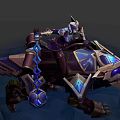 Fantasy Character Riding Armored Creature With Chain Weapon And Glowing Blue Accents