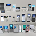 Various Self Service Kiosks With Modern Designs And Interactive Touchscreen Displays
