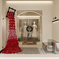 Modern Clothing Store Open Layout With White Dresses Mannequins Arched Doorways And Lighting