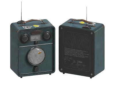 Vintage Dark Green Radios With Knobs Dial Antenna And Label Design 3d model