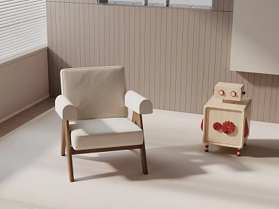 Stylish Accent Chair With Wooden Frame And Soft Padding For Cozy Living Area 3d model
