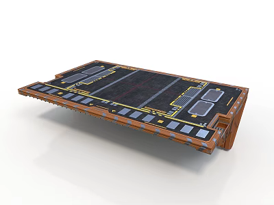 3D Technical Platform With Black Orange Grid Square Modules And Wiring 3d model
