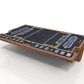 3D Technical Platform With Black Orange Grid Square Modules And Wiring