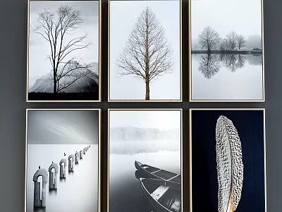 Nordic Landscape Decorative Painting Combination 3d model