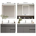 Modern Grey Bathroom Cabinet with LED Mirror and Storage in 600mm and 1000mm Sizes Design
