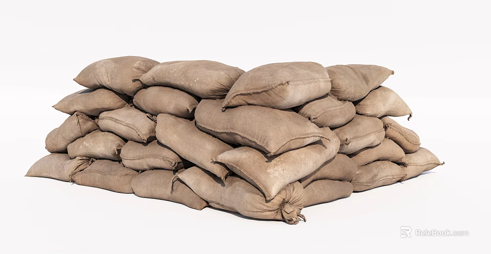 Stacked Pile of Brown Sandbags as Sports Equipment for Training Exercises 3d model 