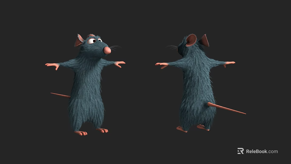 Cartoon Reptile Character With Blue Body Open Arms Front And Back View 3d model 