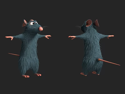 Cartoon Reptile Character With Blue Body Open Arms Front And Back View 3d model