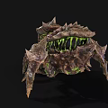 Mythical Monster 3D Model With Spiky Exoskeleton And Green Glowing Details