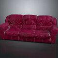 Elegant Red Leather Three Seater Sofa with Classic Design and Comfortable Cushions