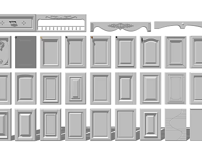 Various Kitchen Cabinet Door Designs With Different Panel Styles And Patterns 3d model