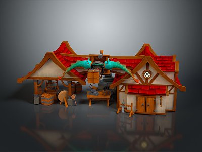 Blacksmith's Shop Forging Blacksmith's Shop Forging Cartoon Blacksmith 3d model