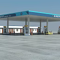 TARSOURCE FUEL Modern Gas Station Canopy With Fuel Pumps And Vehicles
