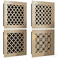 Modern Decorative Room Dividers With Laser Cut Various Geometric Patterns And Metal Frames 3d model