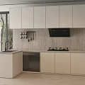 Modern White Kitchen Cabinets With Upper Lower Units And Light Countertops 3d model