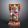 Decorative Sculpture Figure With Turban Bearded Face Lantern Teapot And Ornate Frame