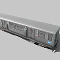 Gray Subway Train Car With Metal Body Multiple Windows Doors And Logo