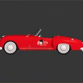 Red Vintage Convertible Car With Open Top White Stripes White Wheels And Number 53
