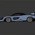 Blue High Performance Sports Car With Black Rear Wing And Sleek Exterior Design