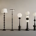 Assorted Modern Floor Lamps For Home Decor With Different Base Styles And Spherical Elements 3d model