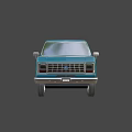 Classic Blue Vintage Van Exterior With Retro Design And Chrome Details