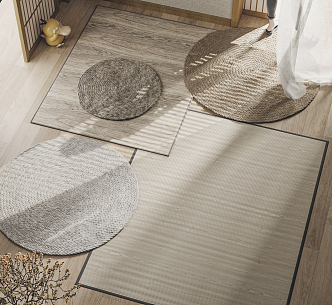 Japanese-style square carpet combination 3d model