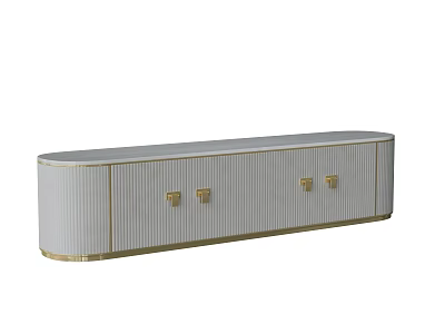 Elegant Light Gray TV Stand With Gold Accents And Modern Sleek Design 3d model