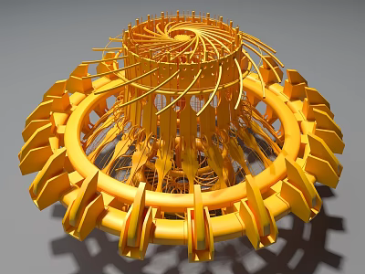 Smart Yellow Machine Featuring Intricate Spiral Structure And Circular Mechanical Design 3d model