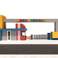 Kindergarten gate head campus characteristic gate machine telescopic door 3d model