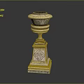 Stone Carved Intricate Decorative Pillar With Round Top Bowl And Square Base