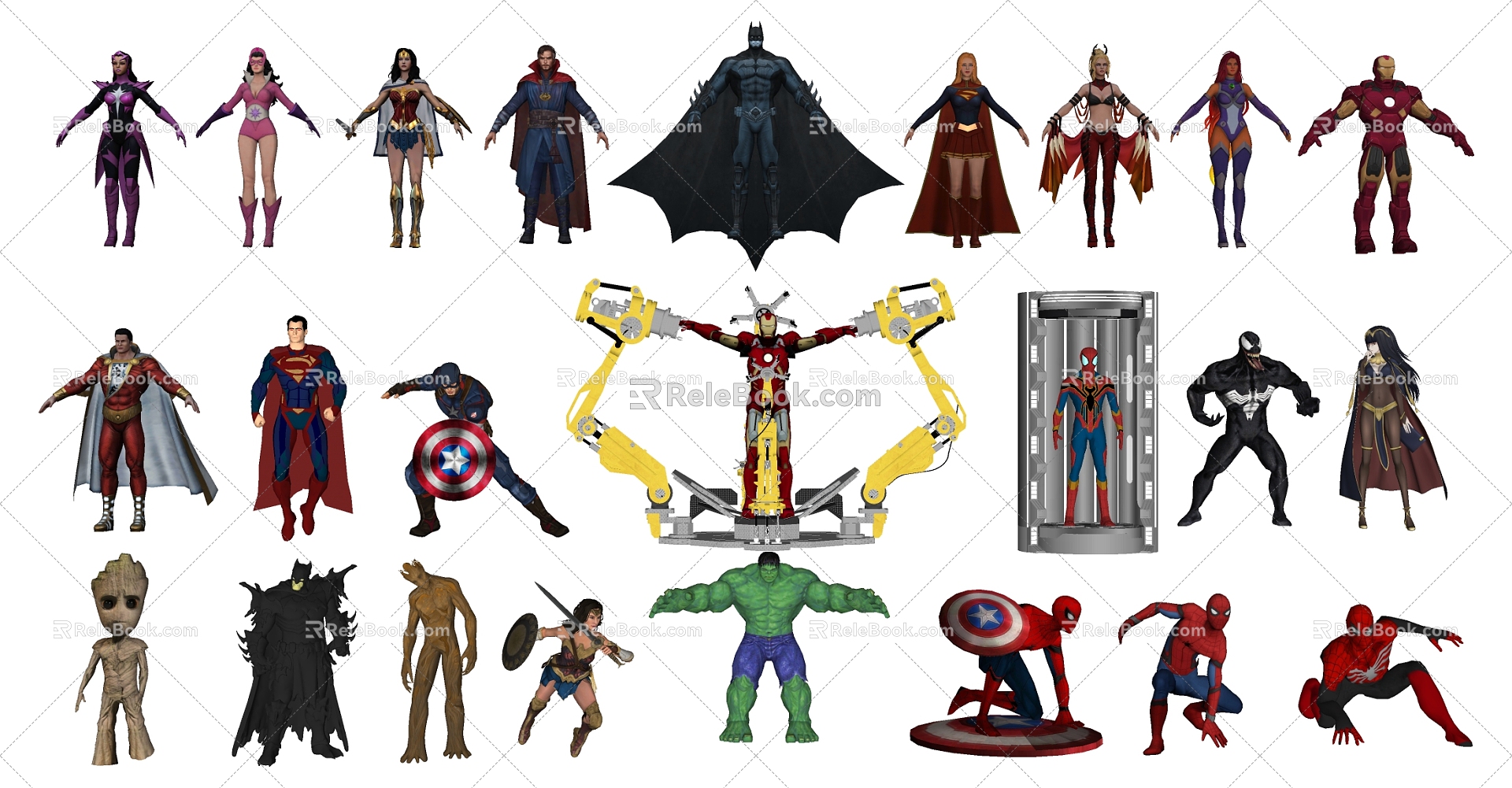 Modern Game Characters Marvel Heroes Avengers Characters 3d model