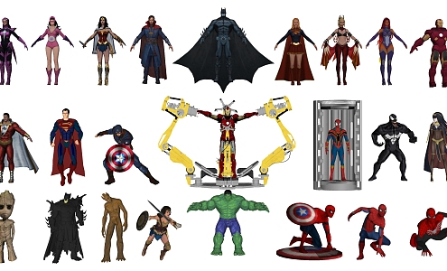 Modern Game Characters Marvel Heroes Avengers Characters 3d model