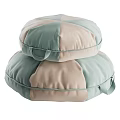 Stacked Round Patchwork Cushions With Light Blue Beige And Orange Tones 3d model