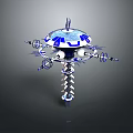 Modern Technical Equipment With Blue White Design Spiral Base And Antenna Parts