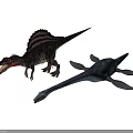 Three Diverse Prehistoric Reptiles Featuring Sail Backed Terrestrial And Long Necked Aquatic Types