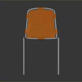 Modern Minimalist Single Chair With Orange Upholstered Seat Backrest And Metal Frame