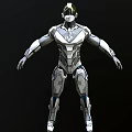 Futuristic Mechanical Armor Character With Silver Gray Robotic Design And Helmet