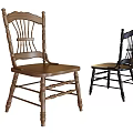 Brown and Black Wooden Dining Chairs with Traditional Spindle Back and Solid Legs
