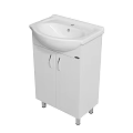 White Modern Sink Vanity Cabinet With Double Doors And Countertop Basin
