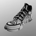 Stylish Black and White Structured Sneakers Showcasing Modern Urban Design Elements 3d model