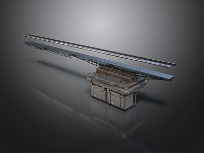Sturdy Industrial Metal Rail Structure With Long Track And Base Enclosure 3d model
