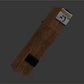 Wooden Coffin With Natural Wood Grain And Black Metal Hinges Design