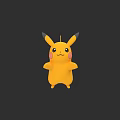 Yellow Pikachu Cartoon Character With Red Cheeks And Long Ears In