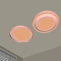 Two Modern Ceiling Lights With Pink Frame Warm White Glow In Room Corner 3d model