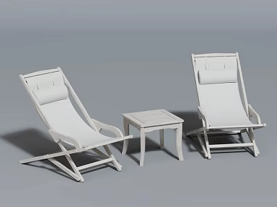 Two Modern White Lounge Chairs With Matching Side Table For Relaxation 3d model